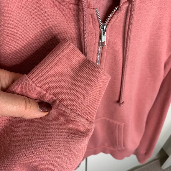 H&M Divided Sweatshirt Hoodie Pink Full Zip Cotton Size L - Picture 5 of 7